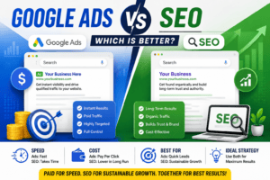 Google Ads vs SEO comparison for digital marketing